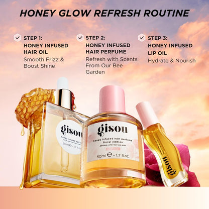 Gisou Honey Infused Lip Oil – Hydrating & Glossy Lip Oil with Mirsalehi Honey & Jojoba Seed Oil, Non-Sticky Shine, Raspberry Swirl, 0.27 fl oz
