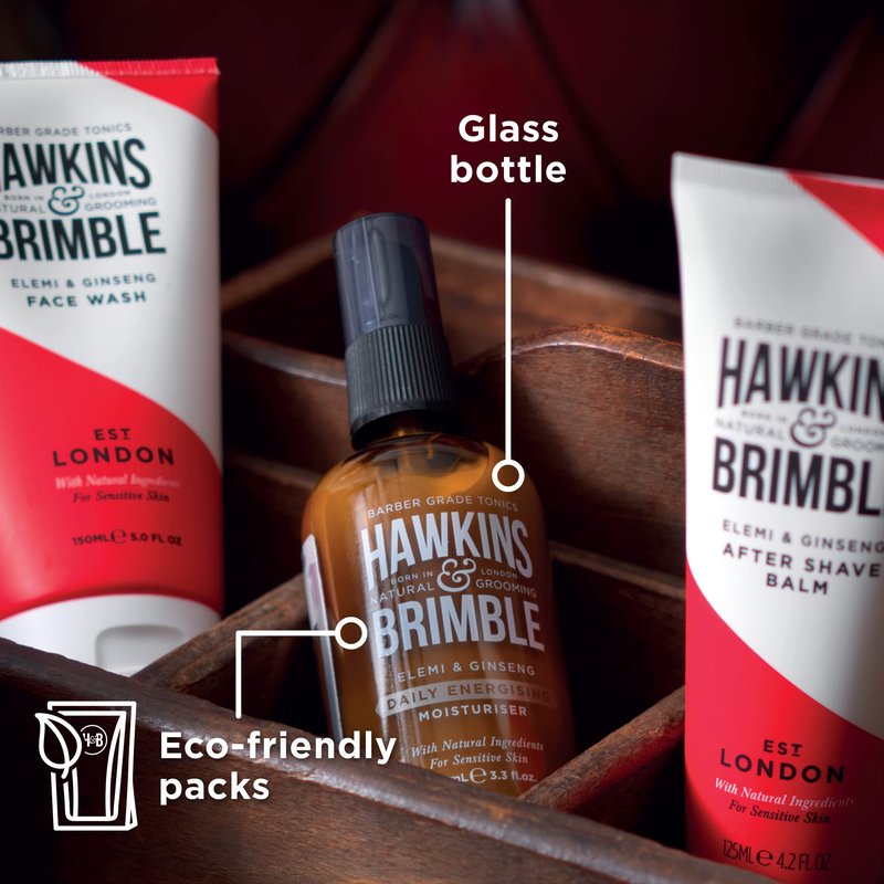 Hawkins & Brimble - Mens Face Moisturiser, 100ml - Daily Energising Face Moisturiser for Dry Skin, Hydrating & Sensitive Skin with Natural Ingredients - No Parabens/Animal Testing