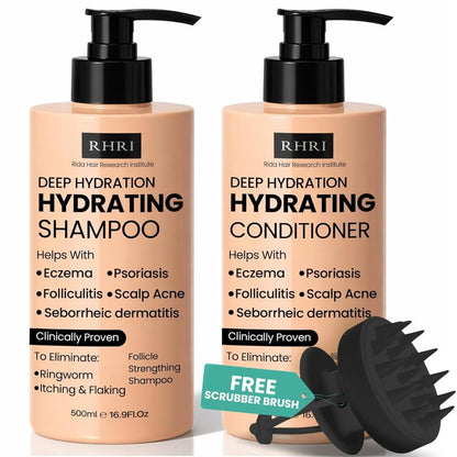 34 OZ Hydrating Shampoo & Conditioner Set for Dry, Damaged, Oily & Fine Hair | Strengthens Roots for Thicker, Stronger Hair, Nourishes Scalp, Reduces Breakage (Pack of 2)