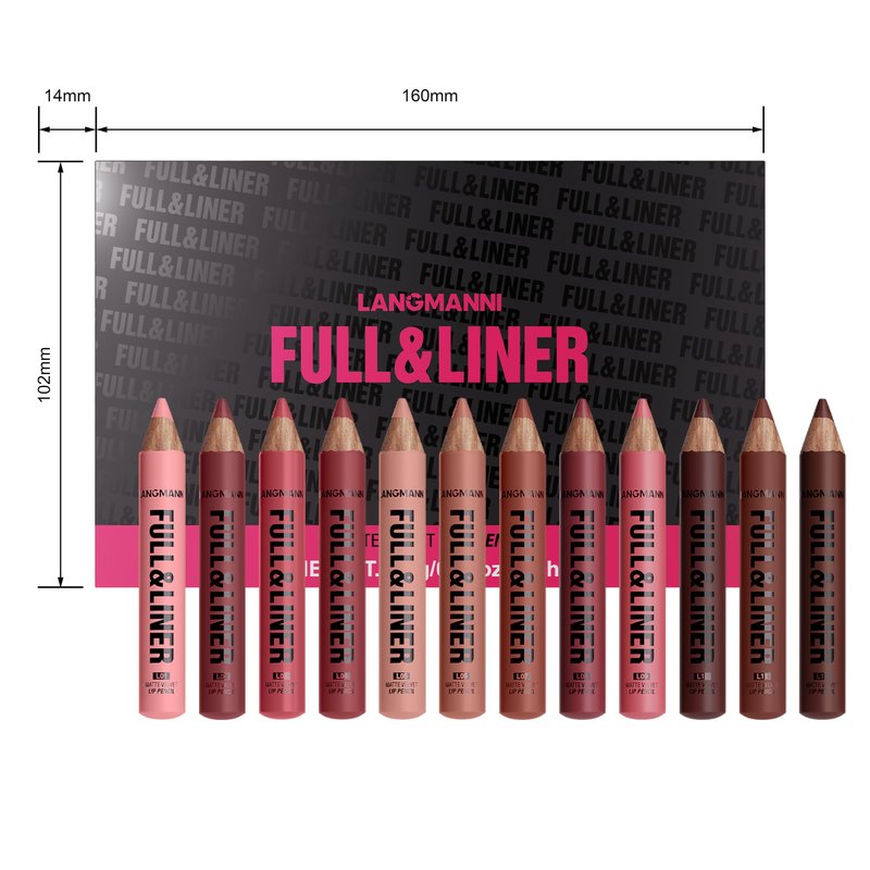 LANGMANNI 12Pcs Matte Velvet Lip Liner Pencil Set - Highly Pigmented, Smudge-Resistant Lip Pencils for Shaping & Contouring, Vegan & Cruelty-Free