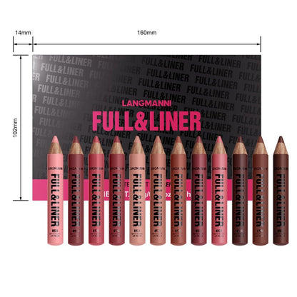 LANGMANNI 12Pcs Matte Velvet Lip Liner Pencil Set - Highly Pigmented, Smudge-Resistant Lip Pencils for Shaping & Contouring, Vegan & Cruelty-Free