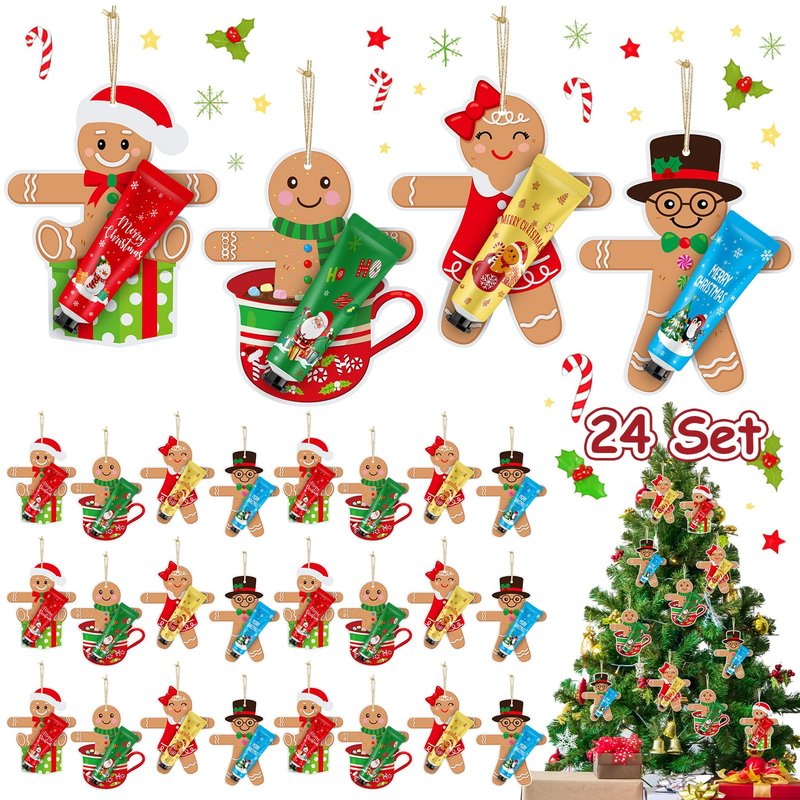 72 Set 144 Pcs Christmas Hand Cream Gift Bulk for Women Coworker Christmas Tree Ornament Hand Lotion Party Favor with Card Ribbon Holiday Decor Stocking Stuffer Gift for Women (Xmas Style)