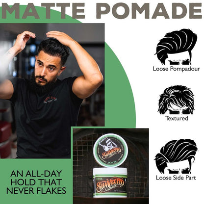 Suavecito Pomade Matte (Shine-Free) Formula 32 oz, 1 Pack - Medium Hold Hair Pomade For Men - Low Shine Matte Hair Paste For Natural Texture Hairstyles