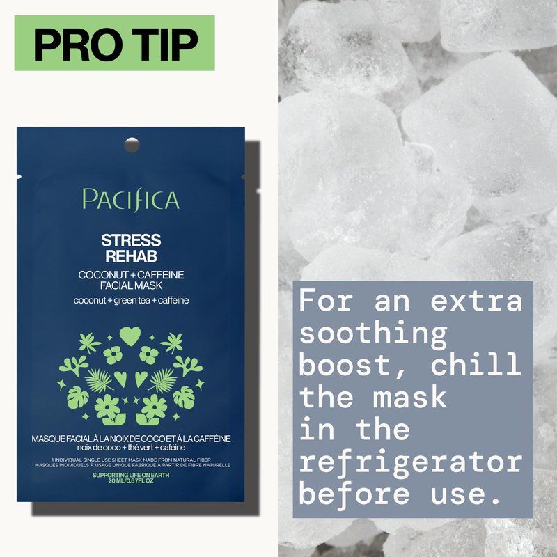 Pacifica Beauty Skin Rehab Coconut and Caffeine Facial Mask, Skincare, Green Tea, Helps with Puffiness and Redness, Face Mask, Sheet Mask, Face Care, All Skin Types, Vegan (6 Sheets)