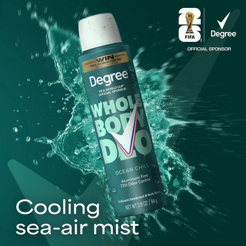 Degree Men Whole Body Deodorant Spray Ocean Chill Scent, Aluminum Free 72H Odor Protection 2.9 FO