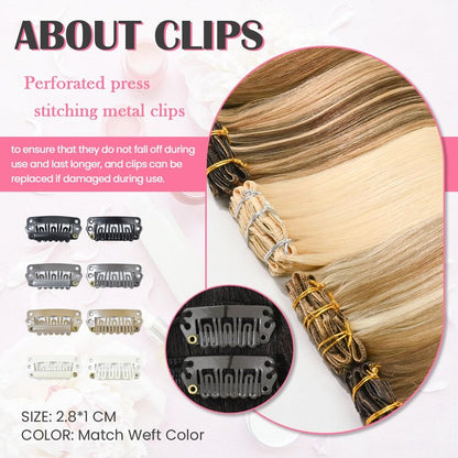 Aison Dark Brown Clip in Hair Extensions Real Human Hair 75G 100% Remy Human Hair Soft Silky Straight for Women 15 Inches 7pcs 16clips