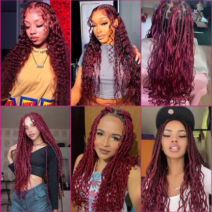 RESACA Deep Wave Bulk Human Hair for Braiding 20 Inch 100g 2 Bundle Boho Braids Human Hair Water Wet and Wavy 100% Unprocessed Brazilian Virgin Hair Extensions Kinky Curly （99j）
