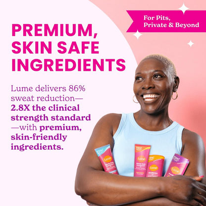 Lume Whole Body Deodorant Plus Sweat Control - Smooth Cream Tube - 72 Hour Odor And Sweat Control - Baking Soda Free, Skin Loving - 3.0 ounce (Pack of 2) (Soft Powder)