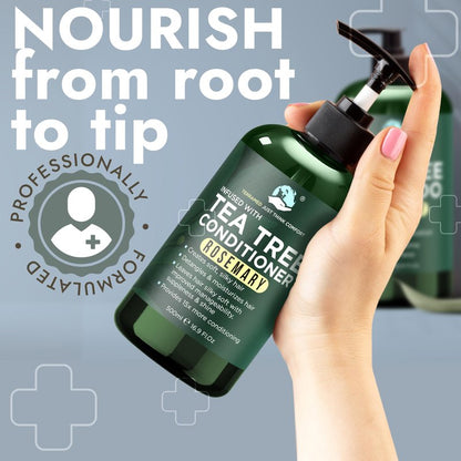 Rosemary Shampoo and Conditioner Set Infused with Tea Tree & Rosemary Oils for Scalp Relief and Hair Growth | Sulfate Free, Soothes Dry Scalp, Boosts Shine + Free Scalp Brush | 16.9 fl oz