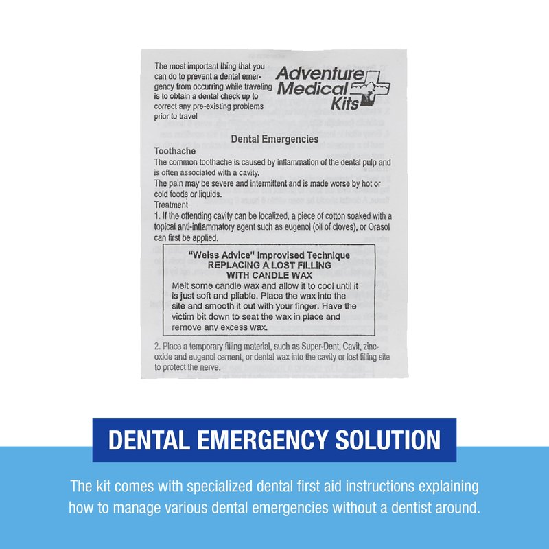 Adventure Medical Kits Dental Medic Kit - Travel Dental Kit for Emergency Tooth Care - Includes Orasol Gel, Tural Tea, Temporary Cavity Filling & More