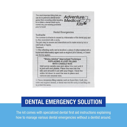 Adventure Medical Kits Dental Medic Kit - Travel Dental Kit for Emergency Tooth Care - Includes Orasol Gel, Tural Tea, Temporary Cavity Filling & More