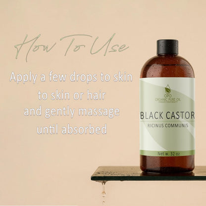 Jamaican Black Castor Oil - 32 OZ Pure, Cold Pressed, Filtered Hexane & Chemical Free, PBA-Free Plastic Caster - Hair Growth, Body, Skin - Brows, Lashes