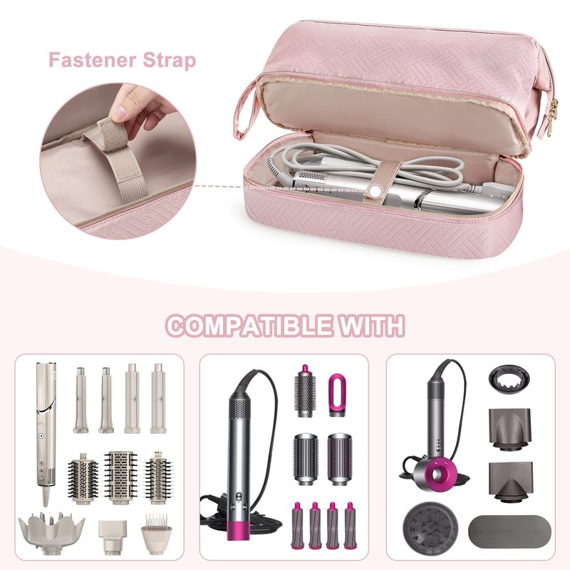 Fasrom Travel Case Compatible with Shark Flexstyle Hair Dryer, Wide-open Hair Tools Bag Compatible with Dyson Airwrap Attachments Storage for Women Travel Essentials, Black (Patent Design, Bag Only)