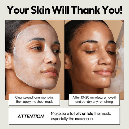 LAPCOS K Beauty Honey Sheet Mask - Nourishing & Hydrating Face Masks with Hyaluronic Acid to Hydrate and Tighten Dry Skin - Highly Breathable Lyocell Sheet Korean Skin Care Beauty Favorite (Pack of 5)