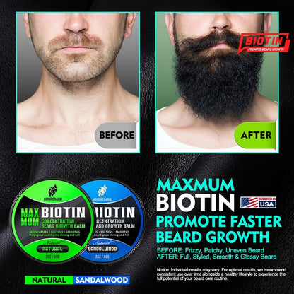 aokur 2 Pack Beard Balm for Men – Sandalwood & Unscented – Biotin Beard Conditioner for Softening, Styling & Supporting Beard Growth – Gift Set for Father’s Day, Anniversaries & Christmas