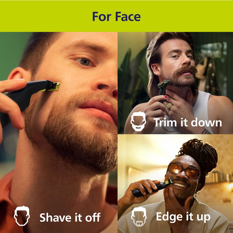 Philips Norelco OneBlade Pro 360 Face + Body Electric Shaver, Beard Trimmer and Groomer, with 360 Blade Technology, 14-Length Precision Comb, Body Kit, Soft Pouch, Model QP6542/70