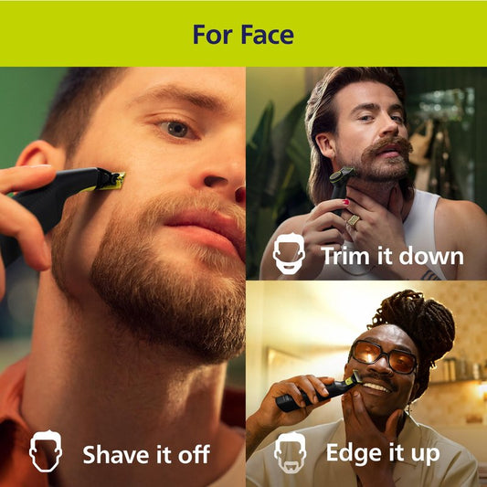 Philips Norelco OneBlade Pro 360 Face + Body Electric Shaver, Beard Trimmer and Groomer, with 360 Blade Technology, 14-Length Precision Comb, Body Kit, Soft Pouch, Model QP6542/70
