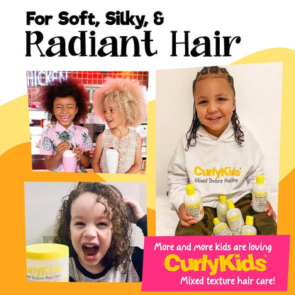 CurlyKids Super Detangle Spray Bundle with Hair Detangler Spray, Kids Shampoo, Conditioner, Gel & Creme for Curly, Frizzy, & Wavy Hair | Sulfate & Paraben-Free Formula to Detangle