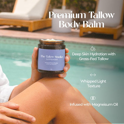 The Tallow Studio Deep Sleep Magnesium Moisturizer with Grass Fed Beef Tallow Balm — Magnesium Cream for Sore Muscles, Relaxation Support — Organic Lavender & Blue Tansy — All Ages, Eczema — 2 oz