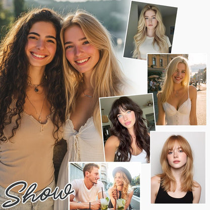 Charites Halo Hair Extensions Real Human Hair Invisible Wire Extensions with Transparent Fish Line Adjustable Size Dark Brown 12 inch
