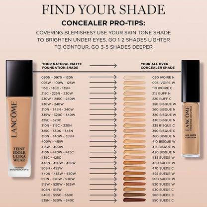 Lancôme Teint Idole Ultra Wear Natural Matte Foundation- Longwear, Medium-Full Coverage, Natural Finish, Waterproof & Hydrating - 130C (Fair to Light Skin with Cool/Pinky Undertones), 1 Fl Oz
