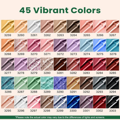Lavender Violets 73 Pcs Gel Nail Polish Kit with U V Light, 45 Colors with Nail Primer,Builder Base,Matte & Glossy Top Coat Soak Off Manicure Tools Gifts for Women LA07