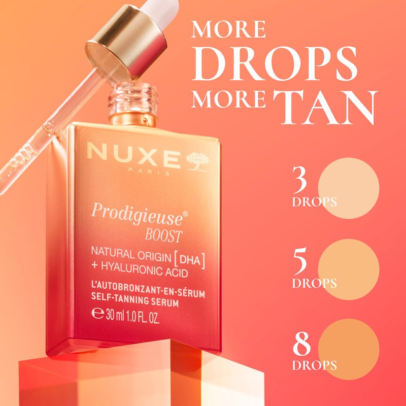 NUXE Prodigieuse Boost Self Tanning Drops, Face & Neck, 1.0 Fl Oz