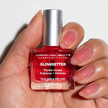 Dermelect Perfectly Polished Nail Rehab Kit – Nail Concealer & Strengthener Duo with Peptides, Squalene & Optic Brighteners for Damaged Nails, Natural Pink Tint, Glossy Finish, 2-Piece Set