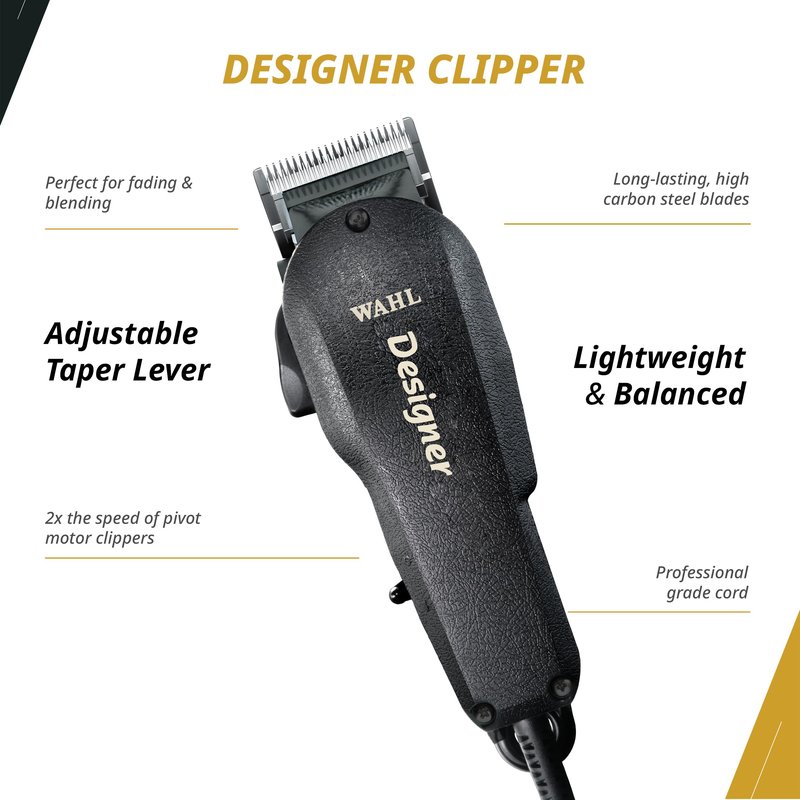 Wahl Professional All Star Combo, Corded Designer Clipper & Peanut Trimmer Set, Adjustable Taper Lever, Complete Kit