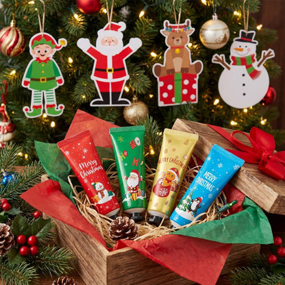24 Set 48 Pcs Christmas Hand Cream Gift Bulk for Women Coworker Christmas Tree Ornament Hand Lotion Party Favor with Card Ribbon Holiday Decor Stocking Stuffer Gift for Women (Xmas Style)