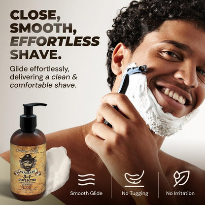 DeadeyeDick's 3-in-1 Shave Butter | Natural shaving cream mens & women | shaving cream sensitive skin formula | shave cream for Face, Head & Body | Irritation-Free Shave Cream | 8 FL Oz