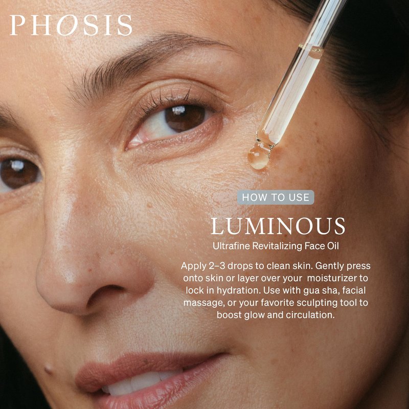 Phosis - Luminous Ultrafine Revitalizing Face Oil for Women – Lightweight Facial Glow Elixir with Sea Buckthorn, Prickly Pear, Pomegranate & Meadowfoam – 3 ml (Trial Size - 3-4 uses per bottle)