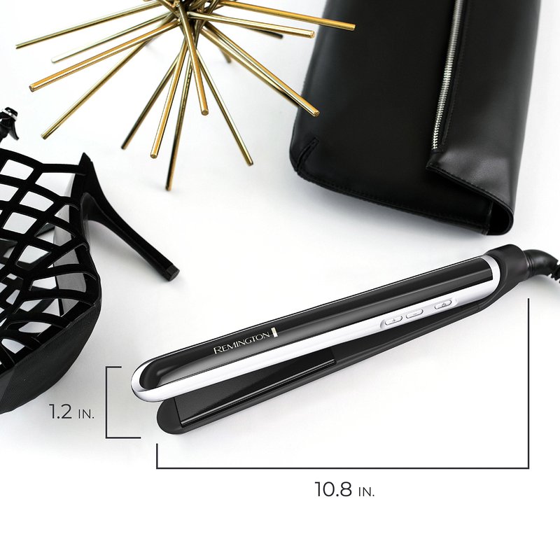 Remington Pearl Pro Ceramic Flat Iron Hair Straightener, 1-inch Floating Plates, Fast 30 Second Heat up, Black & White