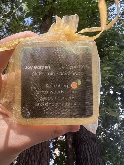 Joy Garden Hand made Ali Mountain Hinoki Silk Protein Facial Soap Rich, long-lasting Woody scent with a hint of citrus aroma with a calming effect contain Hydrolyzed Silk Protein
